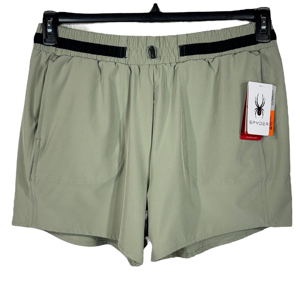 Spyder Large Active Shorts Pull-On Quick Dry Pockets Stretch Lightweight Green